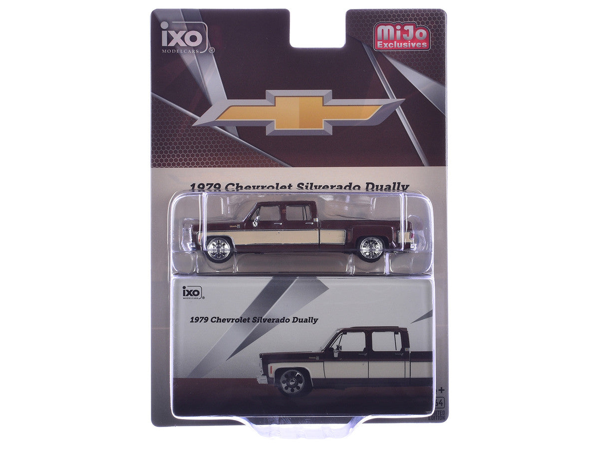 1979 Chevrolet Silverado C30 Crew Cab Dually Pickup Truck Cordova Brown with Santa Fe Tan Side Stripes Limited Edition 1/64 Diecast Model Car by IXO Models LuxuryLifeWay Online Store