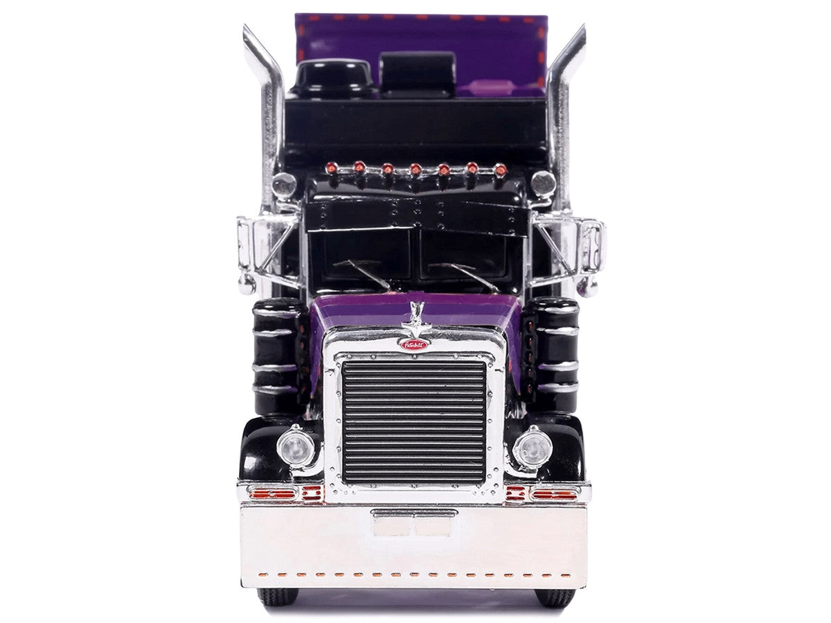 Peterbilt 379 Truck with Sleeper and Dry Goods Trailer "Night Moves" Black with Graphics "J1 Diecast" Series 1/64 Diecast Model by IXO Models LuxuryLifeWay Online Store