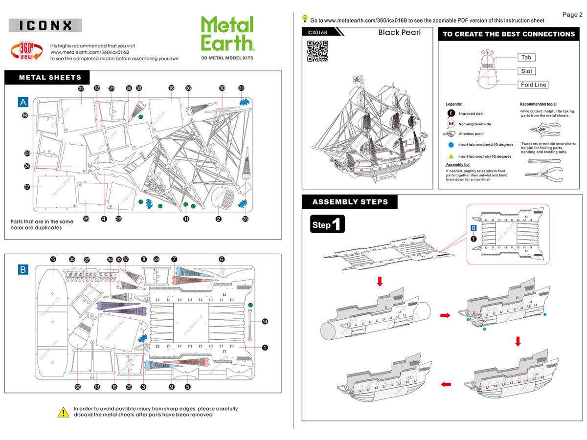Model Kit Black Pearl Ship Black Version (Moderate Difficulty) Steel Model by Metal Earth LuxuryLifeWay Online Store