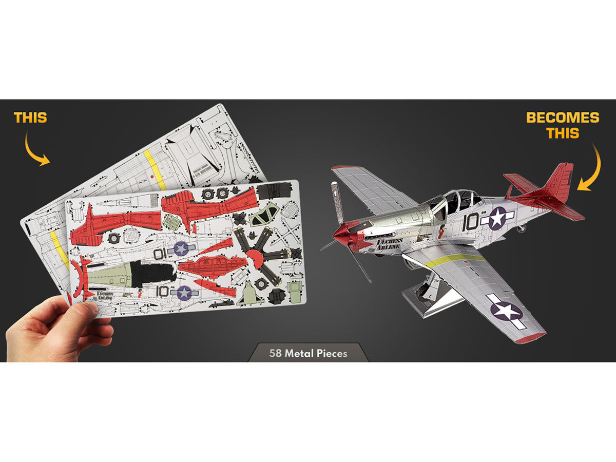 Model Kit North American P-51D Mustang Fighter Aircraft "Tuskegee Airmen Duchess Arlene 100th Fighter Squadron" United States Army Air Forces (Challenging Difficulty) Steel Model by Metal Earth LuxuryLifeWay Online Store