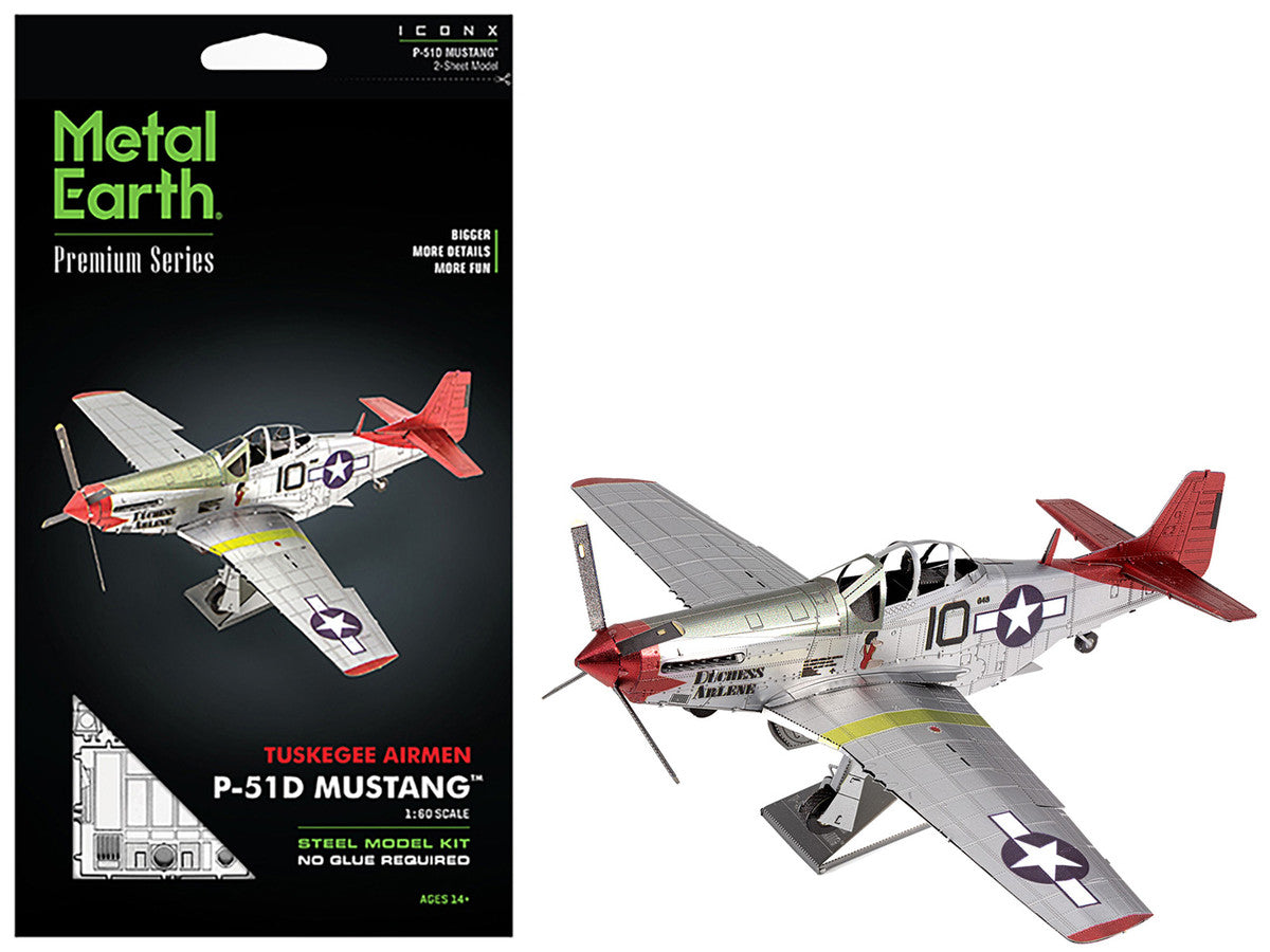 Model Kit North American P-51D Mustang Fighter Aircraft "Tuskegee Airmen Duchess Arlene 100th Fighter Squadron" United States Army Air Forces (Challenging Difficulty) Steel Model by Metal Earth LuxuryLifeWay Online Store