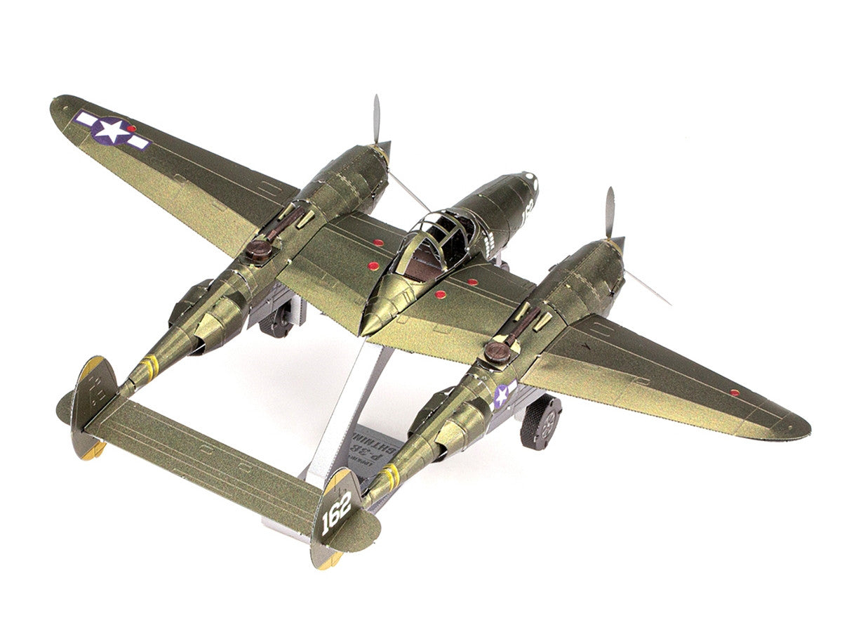 Model Kit Lockheed Martin P-38 Lightning Fighter Aircraft "#162" United States Army Air Forces (Challenging Difficulty) Model by Metal Earth LuxuryLifeWay Online Store
