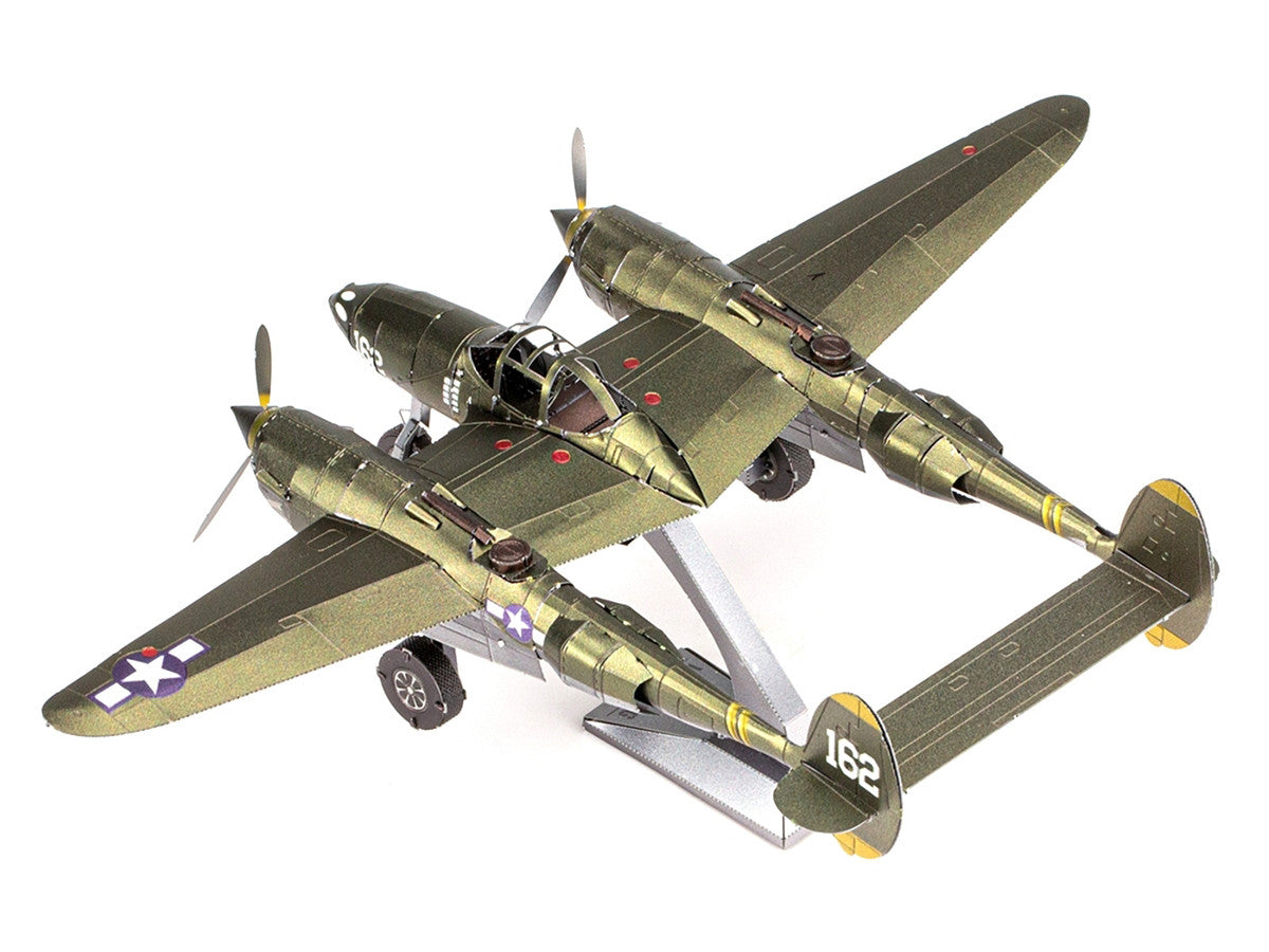 Model Kit Lockheed Martin P-38 Lightning Fighter Aircraft "#162" United States Army Air Forces (Challenging Difficulty) Model by Metal Earth LuxuryLifeWay Online Store