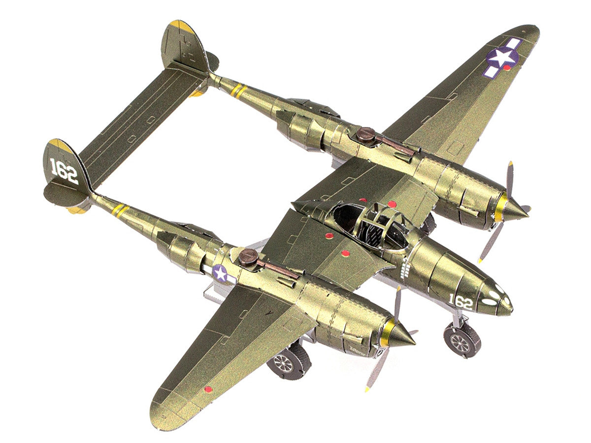 Model Kit Lockheed Martin P-38 Lightning Fighter Aircraft "#162" United States Army Air Forces (Challenging Difficulty) Model by Metal Earth LuxuryLifeWay Online Store