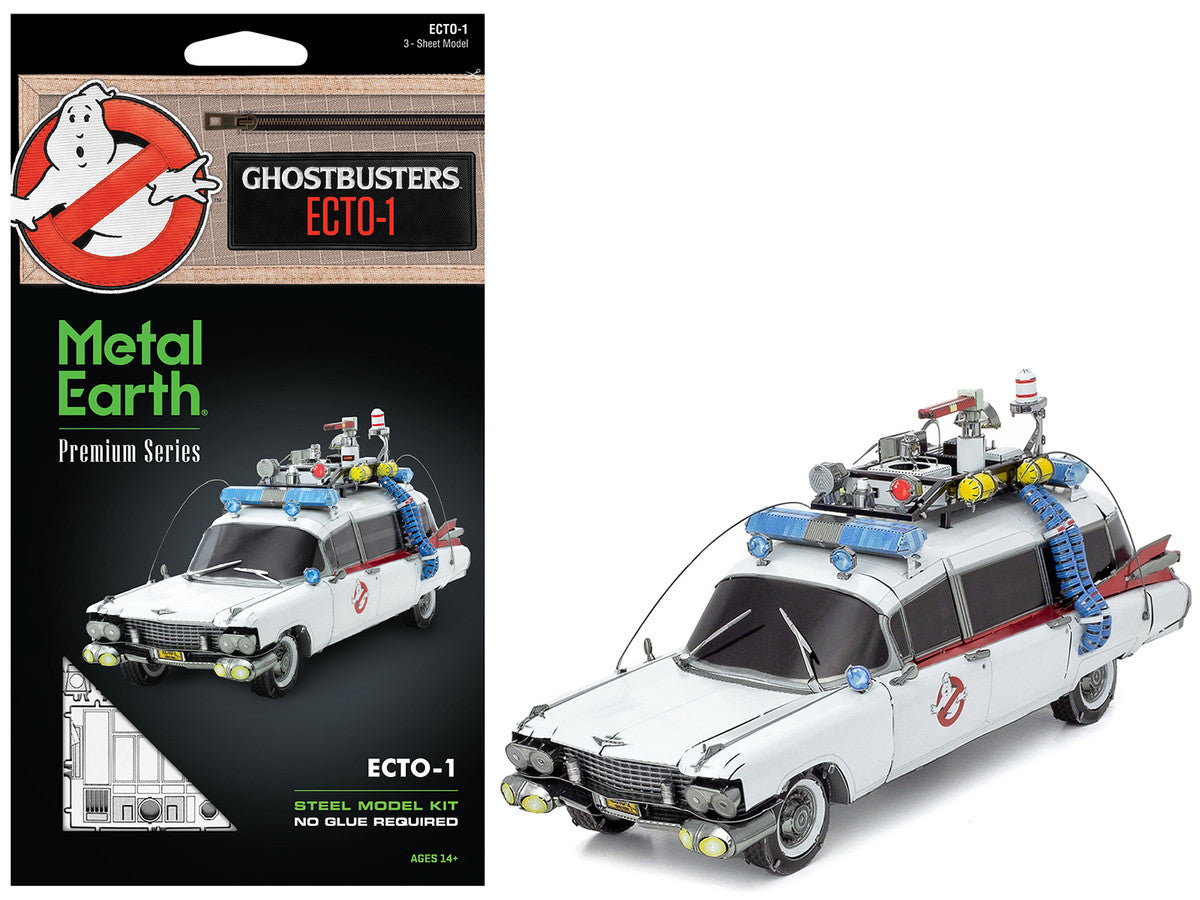 Model Kit Ecto-1 Car White "Ghostbusters" (1984) Movie (Challenging Difficulty) Steel Model by Metal Earth LuxuryLifeWay Online Store