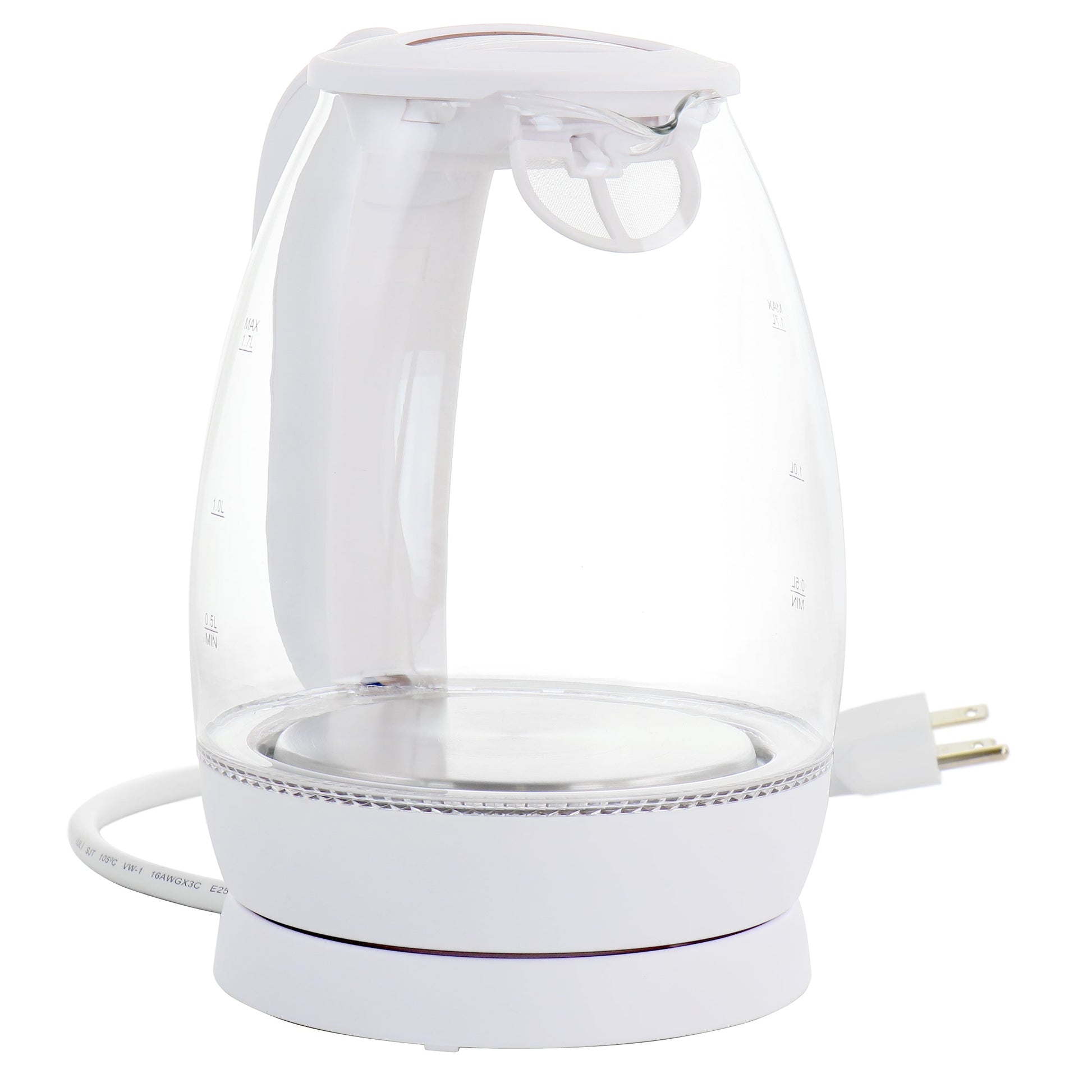 Better Chef 1.7 Liter Glass 360 Degree Cordless LED Electric Kettle in White LuxuryLifeWay Online Store