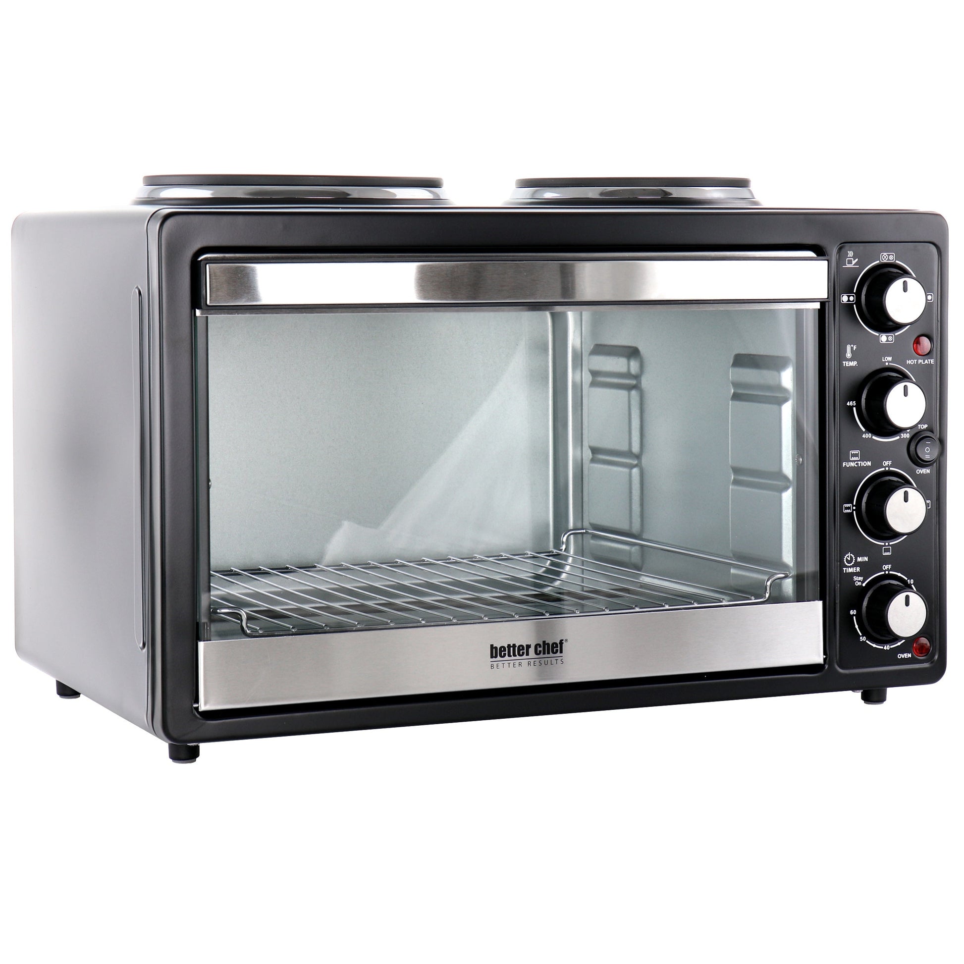 Better Chef Chef Central XL Toaster Oven and Broiler with Dual Solid Element Burners in Black LuxuryLifeWay Online Store