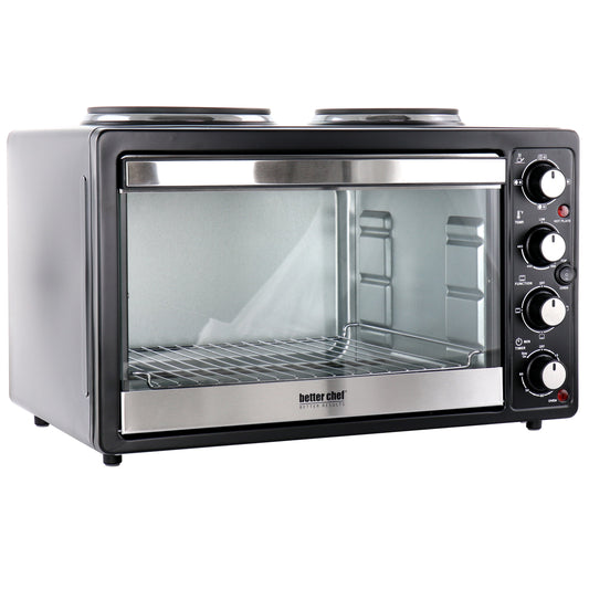 Better Chef Chef Central XL Toaster Oven and Broiler with Dual Solid Element Burners in Black LuxuryLifeWay Online Store