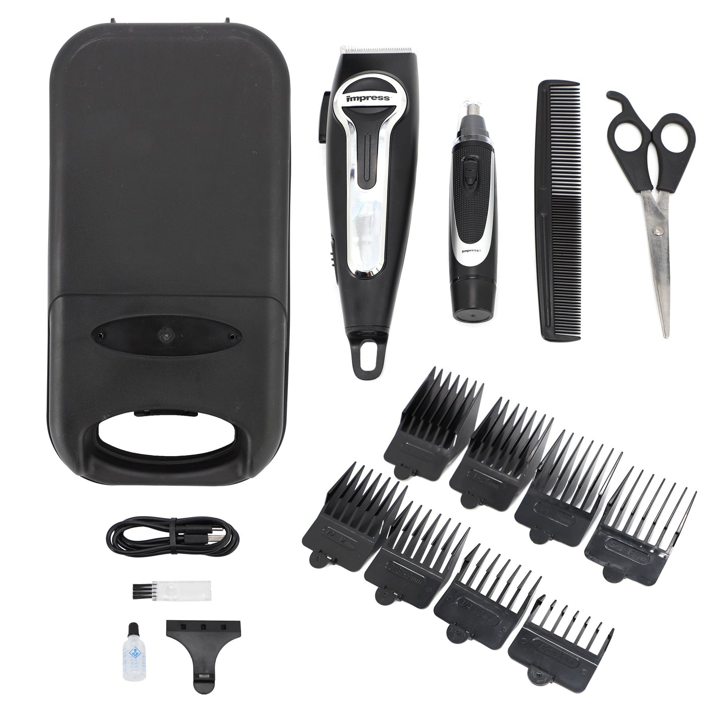Impress 18 Piece Cordless Rechargeable Hair Cutting Kit and Nose Trimmer with Storage Case LuxuryLifeWay Online Store