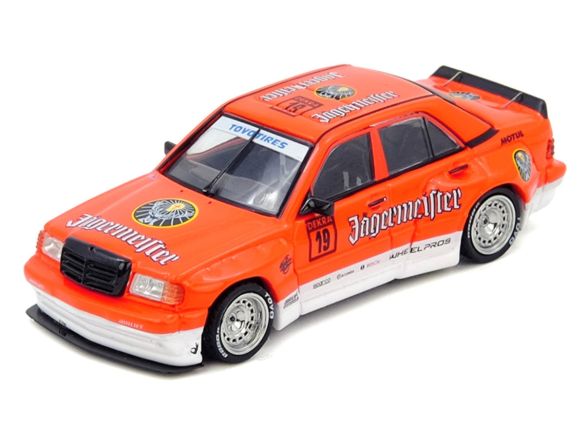 Pandem Rocket Bunny 190E #19 "Jagermeister" Orange and White 1/64 Diecast Model Car by Inno Models LuxuryLifeWay Online Store