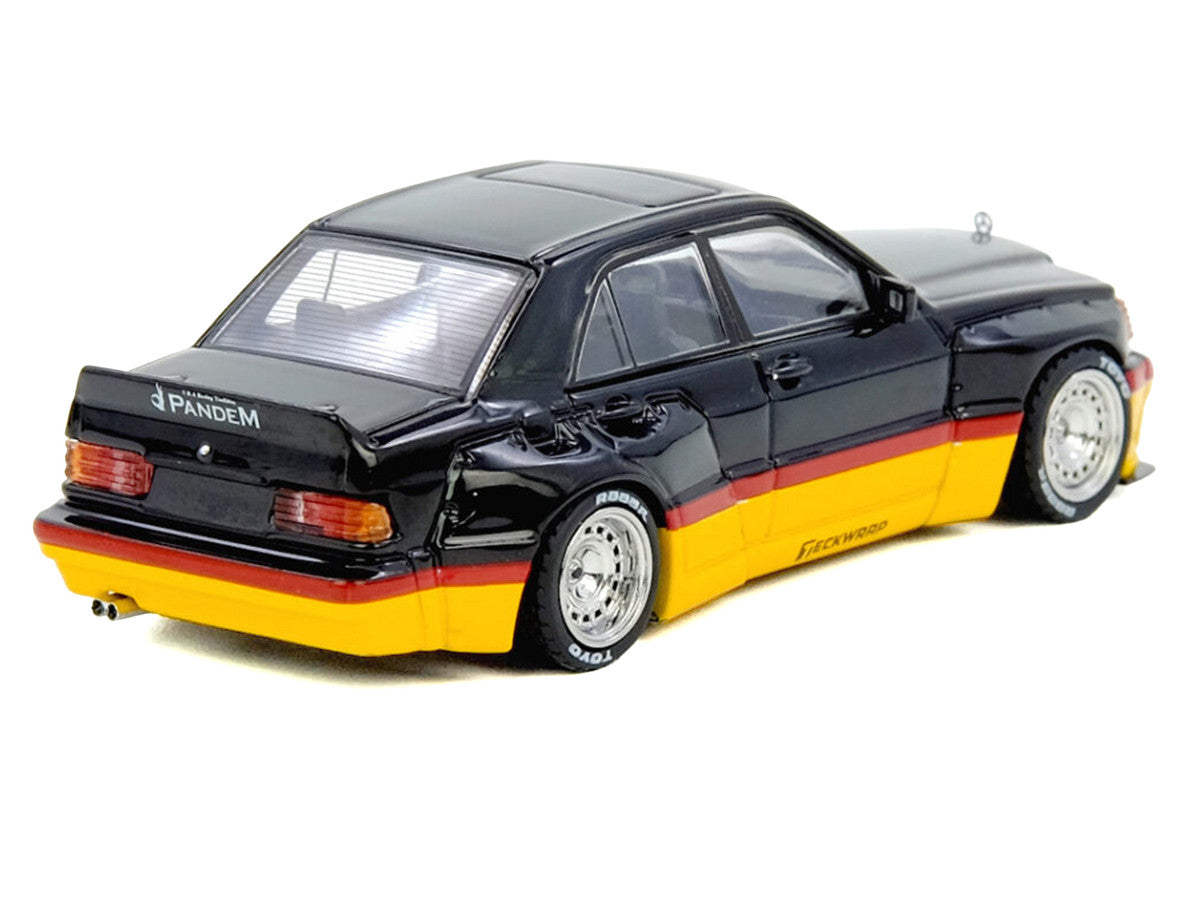 Pandem Rocket Bunny 190E Black with Red and Yellow Stripes "Diecast Con Madrid 2026 Event Edition" 1/64 Diecast Model Car by Inno Models LuxuryLifeWay Online Store