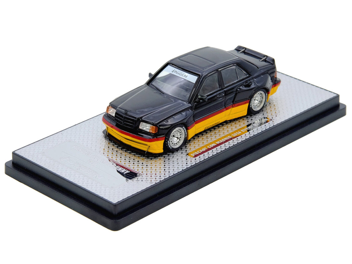 Pandem Rocket Bunny 190E Black with Red and Yellow Stripes "Diecast Con Madrid 2026 Event Edition" 1/64 Diecast Model Car by Inno Models LuxuryLifeWay Online Store