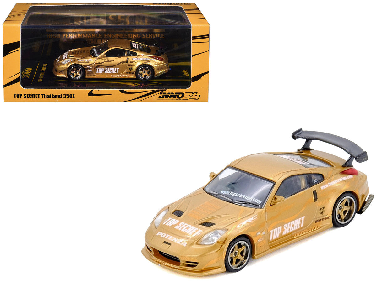 Nissan "Top Secret Thailand" 350Z RHD (Right Hand Drive) Gold Metallic with Graphics 1/64 Diecast Model Car by Inno Models LuxuryLifeWay Online Store