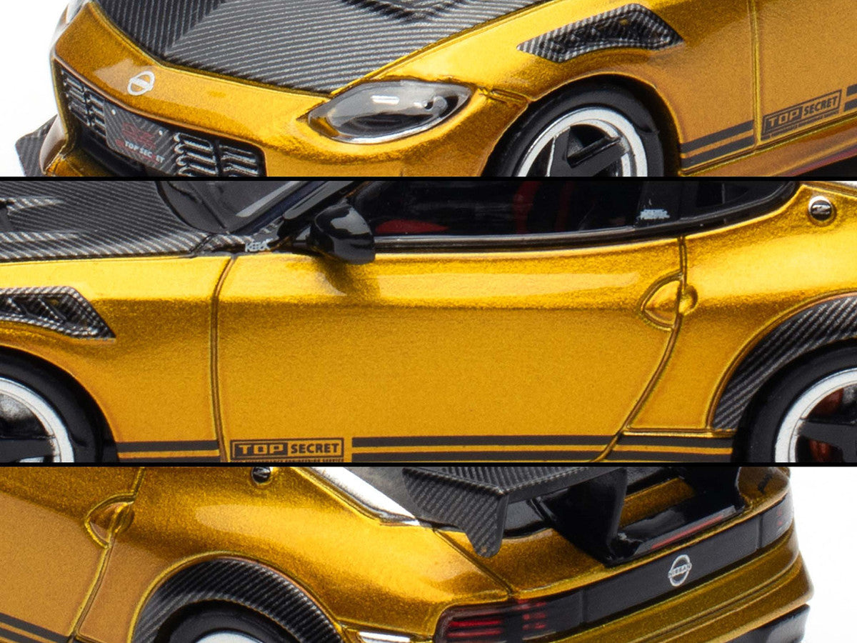 Nissan Fairlady Z Top Secret (RZ34) RHD (Right Hand Drive) Gold Metallic with Carbon Hood and Black Top 1/64 Diecast Model Car by Inno Models LuxuryLifeWay Online Store