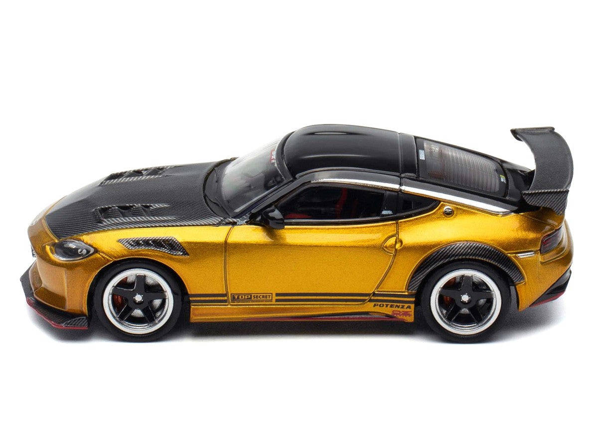 Nissan Fairlady Z Top Secret (RZ34) RHD (Right Hand Drive) Gold Metallic with Carbon Hood and Black Top 1/64 Diecast Model Car by Inno Models LuxuryLifeWay Online Store