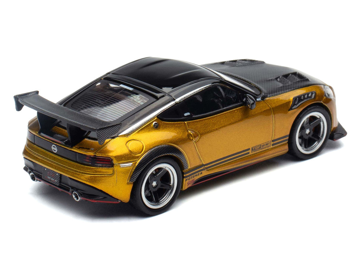Nissan Fairlady Z Top Secret (RZ34) RHD (Right Hand Drive) Gold Metallic with Carbon Hood and Black Top 1/64 Diecast Model Car by Inno Models LuxuryLifeWay Online Store