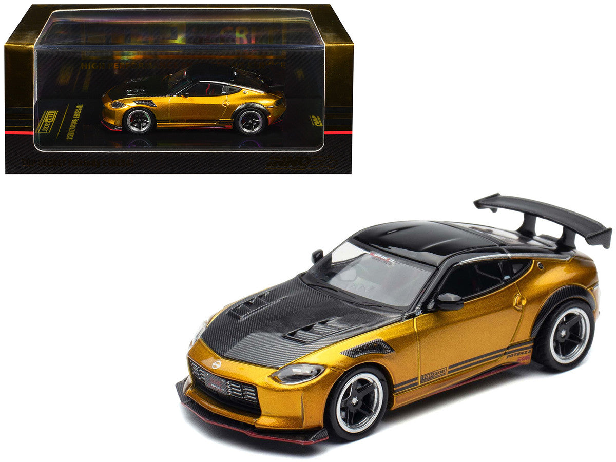 Nissan Fairlady Z Top Secret (RZ34) RHD (Right Hand Drive) Gold Metallic with Carbon Hood and Black Top 1/64 Diecast Model Car by Inno Models LuxuryLifeWay Online Store