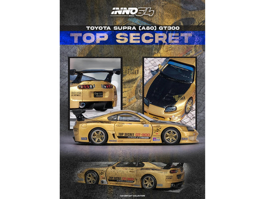 Toyota Supra (A80) "Top Secret" GT300 RHD (Right Hand Drive) Gold Metallic with Carbon Hood 1/64 Diecast Model Car by Inno Models LuxuryLifeWay Online Store