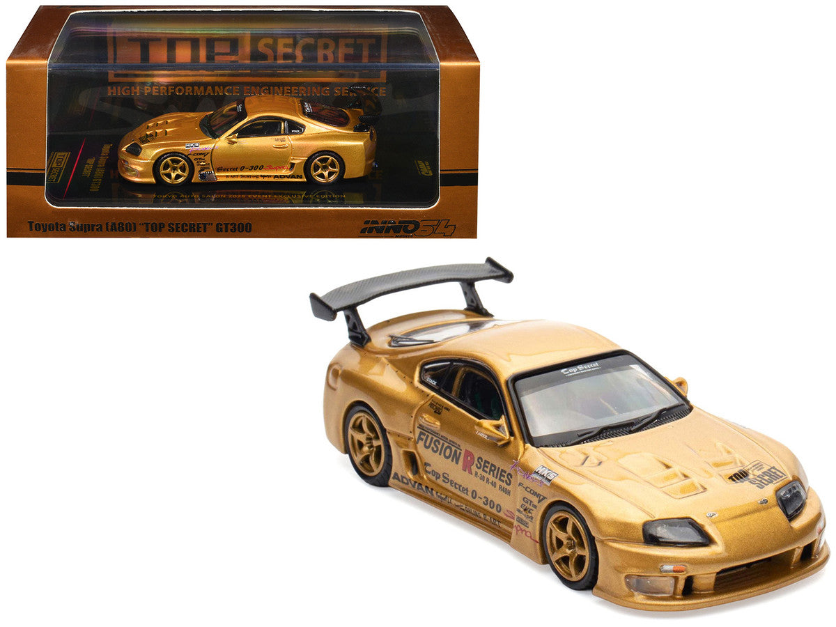 Toyota Supra (A80) "Top Secret" GT300 RHD (Right Hand Drive) Gold Metallic "Tokyo Auto Salon 2025 Event Exclusive" 1/64 Diecast Model Car by Inno Models LuxuryLifeWay Online Store