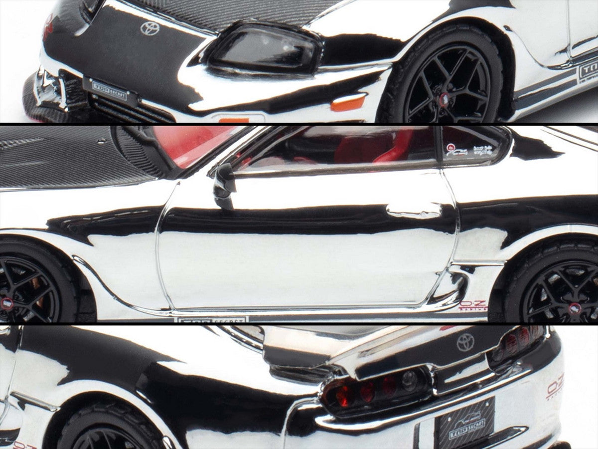 Toyota Supra (A80) "Top Secret" GT300 RHD (Right Hand Drive) Chrome with Carbon Hood and Red Interior "Tokyo Auto Salon 2026 Event Exclusive" 1/64 Diecast Model Car by Inno Models LuxuryLifeWay Online Store