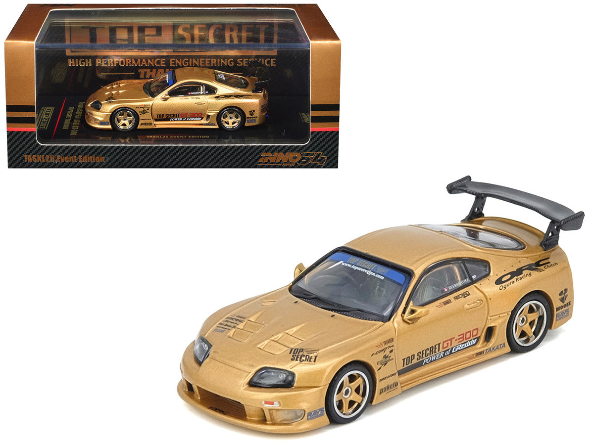 Toyota Supra (A80) "Top Secret Thailand" GT300 RHD (Right Hand Drive) Gold Metallic "Tokyo Auto Salon Kuala Lumpur 2025 Event Exclusive" 1/64 Diecast Model Car by Inno Models LuxuryLifeWay Online Store