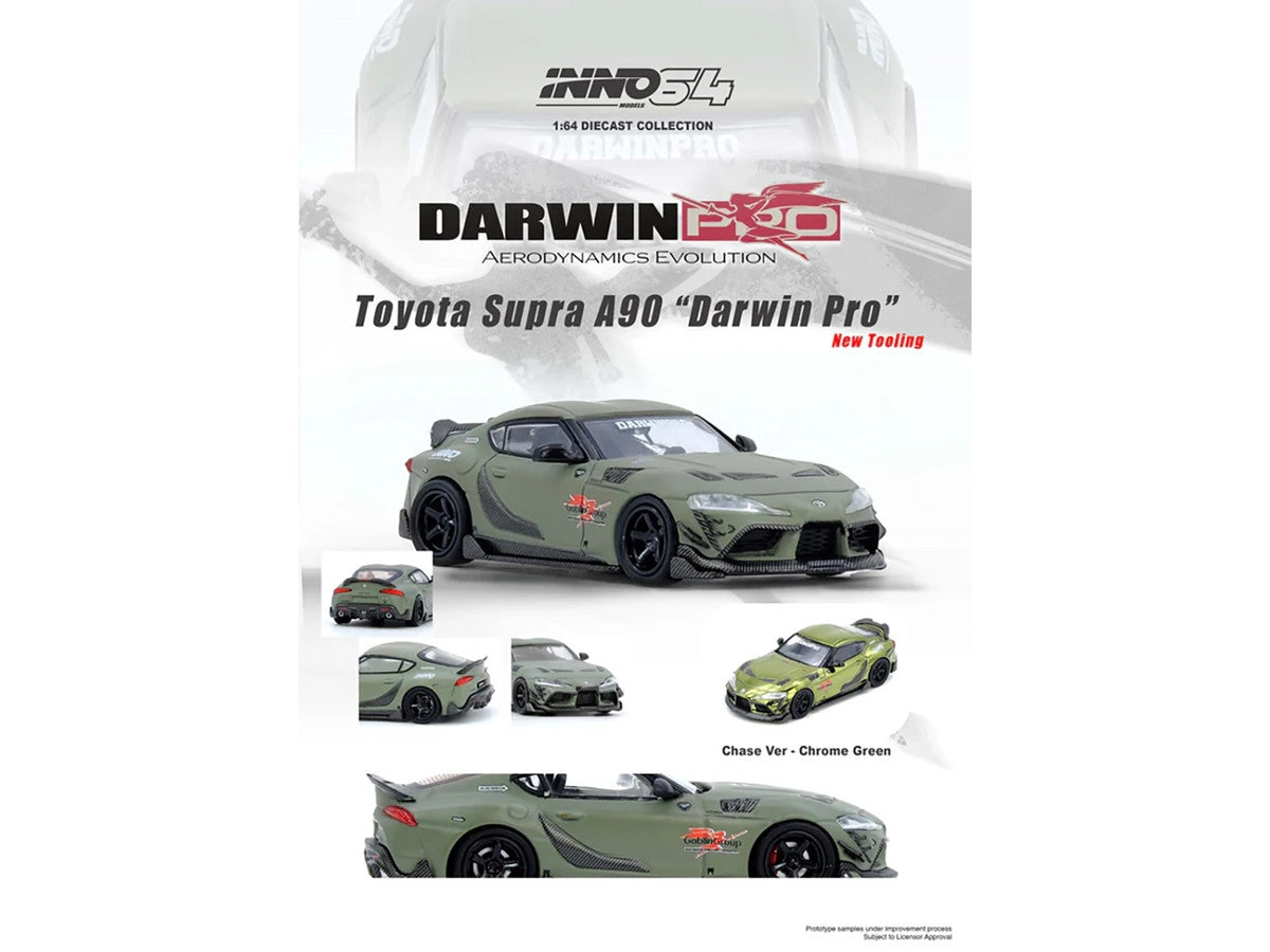 Toyota Supra (A90) "DarwinPro" Matt Green with Carbon Accents 1/64 Diecast Model Car by Inno Models LuxuryLifeWay Online Store
