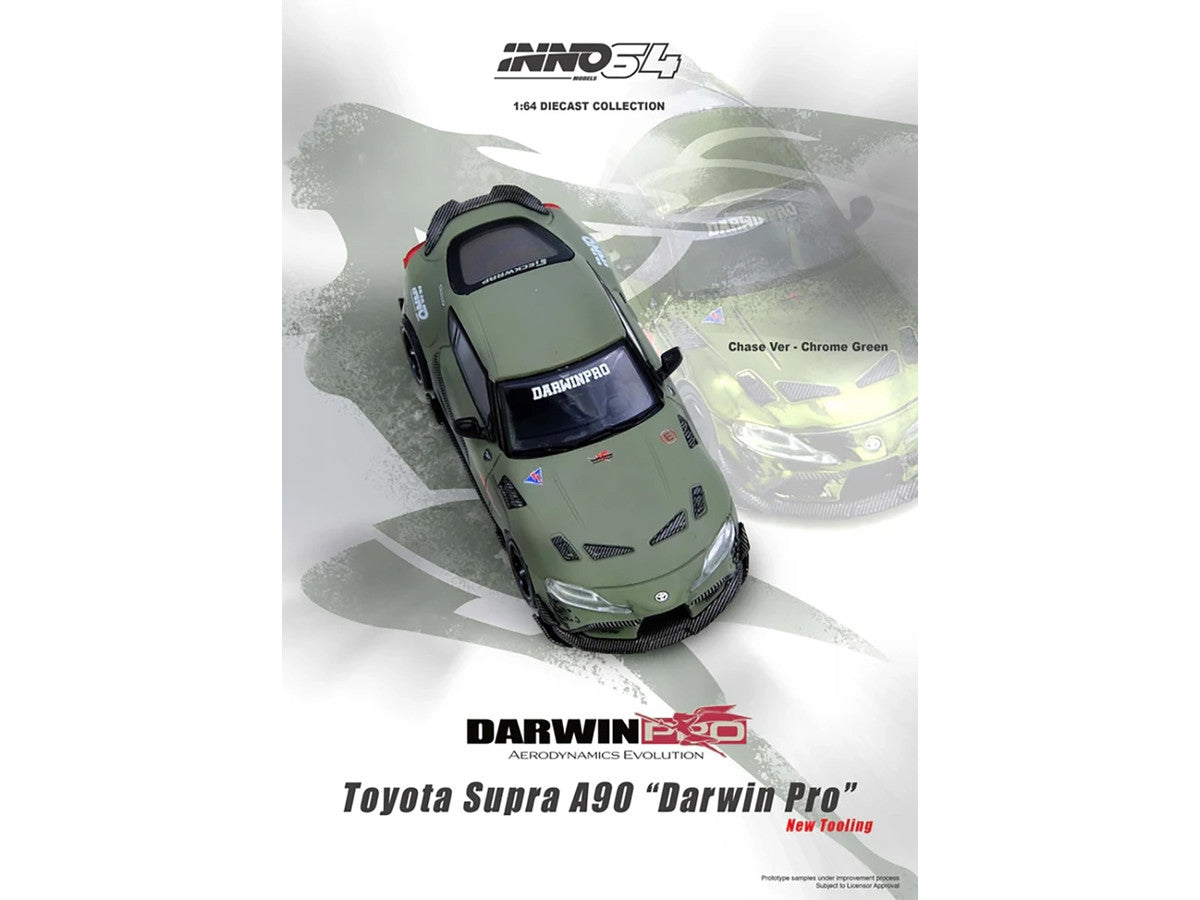 Toyota Supra (A90) "DarwinPro" Matt Green with Carbon Accents 1/64 Diecast Model Car by Inno Models LuxuryLifeWay Online Store