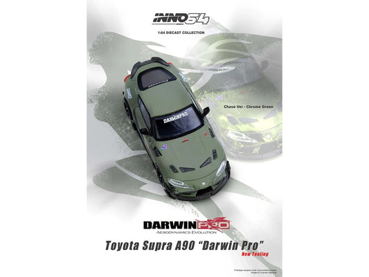 Toyota Supra (A90) "DarwinPro" Matt Green with Carbon Accents 1/64 Diecast Model Car by Inno Models LuxuryLifeWay Online Store