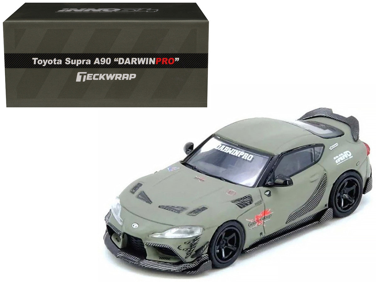 Toyota Supra (A90) "DarwinPro" Matt Green with Carbon Accents 1/64 Diecast Model Car by Inno Models LuxuryLifeWay Online Store