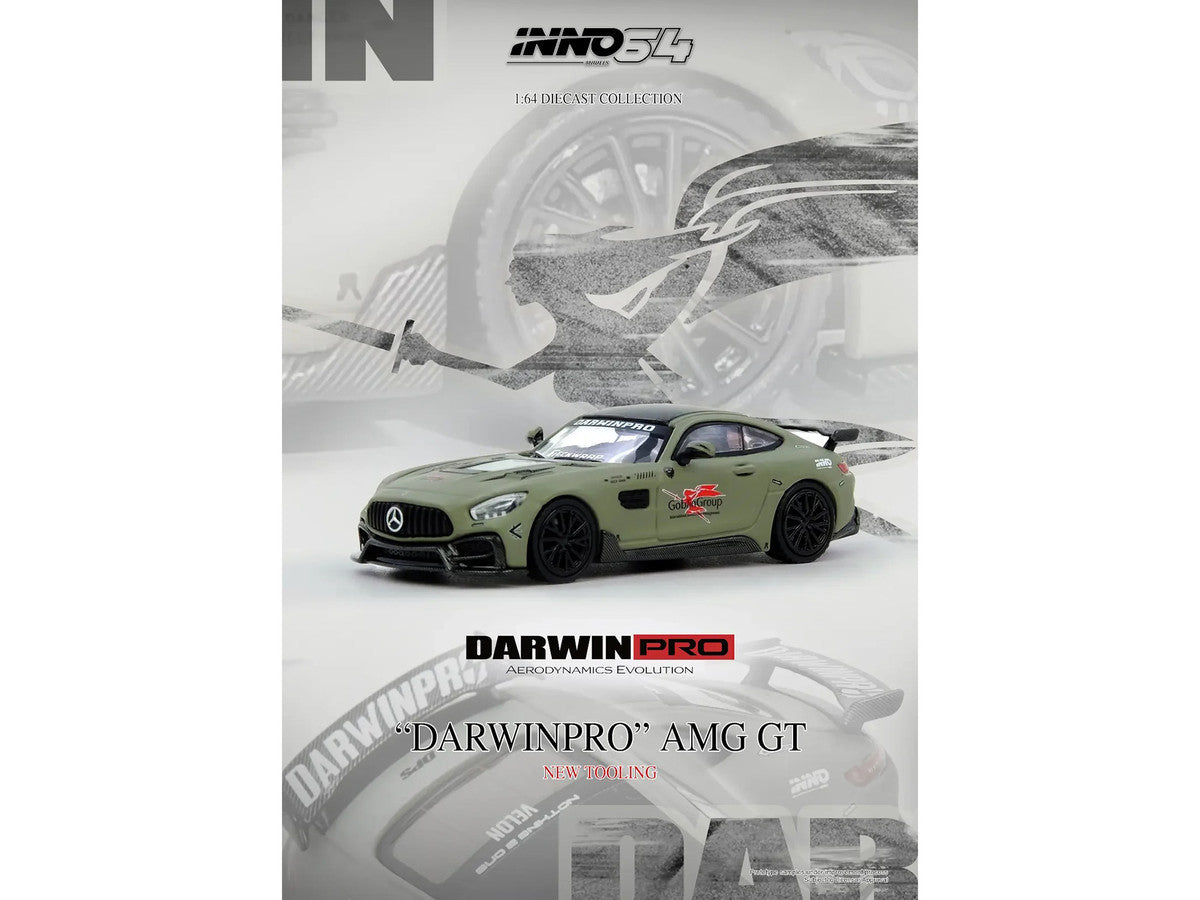 DarwinPRO iMP-Performance AMG GT "Goblin Group" Matt Green with Black Top 1/64 Diecast Model Car by Inno Models LuxuryLifeWay Online Store