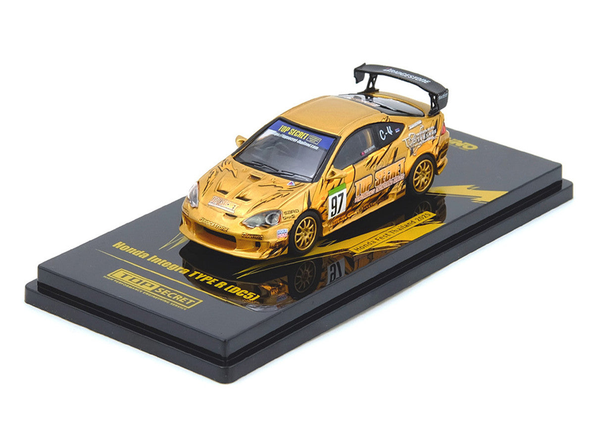 Honda Integra Type R (DC5) RHD (Right Hand Drive) #97 "Top Secret Thailand" Gold Metallic with Graphics "Honda Fest Thailand 2025"1/64 Diecast Model Car by Inno Models LuxuryLifeWay Online Store