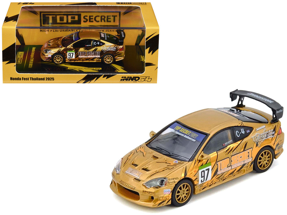 Honda Integra Type R (DC5) RHD (Right Hand Drive) #97 "Top Secret Thailand" Gold Metallic with Graphics "Honda Fest Thailand 2025"1/64 Diecast Model Car by Inno Models LuxuryLifeWay Online Store