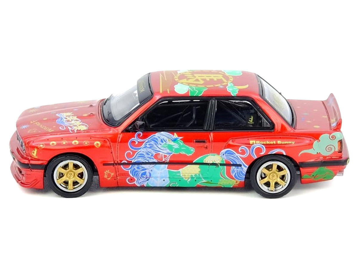 Pandem Rocket Bunny E30 "Year of the Horse - Chinese New Year 2026 Special Edition" Red Metallic with Graphics Limited Edition to 8888 pieces Worldwide 1/64 Diecast Model Car by Inno Models LuxuryLifeWay Online Store
