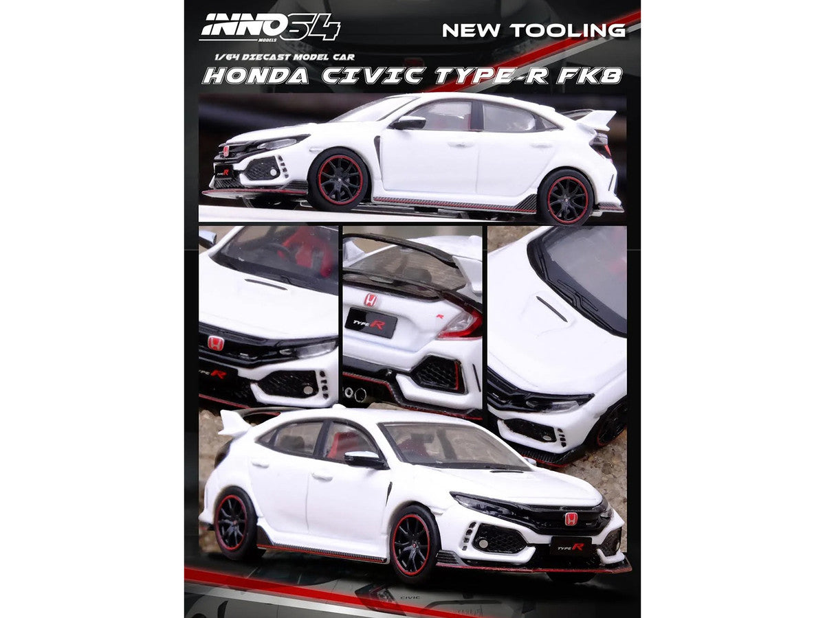Honda Civic Type R (FK8) RHD (Right Hand Drive) White 1/64 Diecast Model Car by Inno Models LuxuryLifeWay Online Store