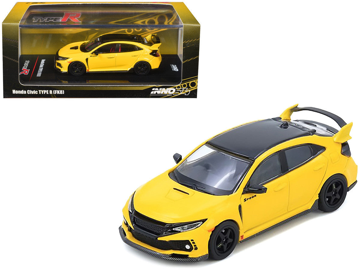 Honda Civic Type R (FK8) RHD (Right Hand Drive) Yellow with Black Top 1/64 Diecast Model Car by Inno Models LuxuryLifeWay Online Store