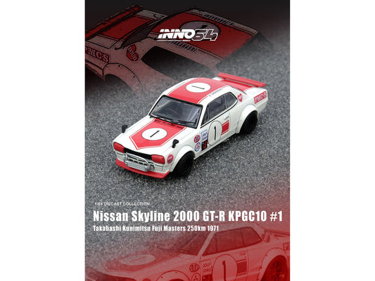 Nissan Skyline 2000 GT-R (KPGC10) #1 RHD (Right Hand Drive) Takahashi Kinimitsu "Fuji Masters 250km" (1971) 1/64 Diecast Model Car by Inno Models LuxuryLifeWay Online Store
