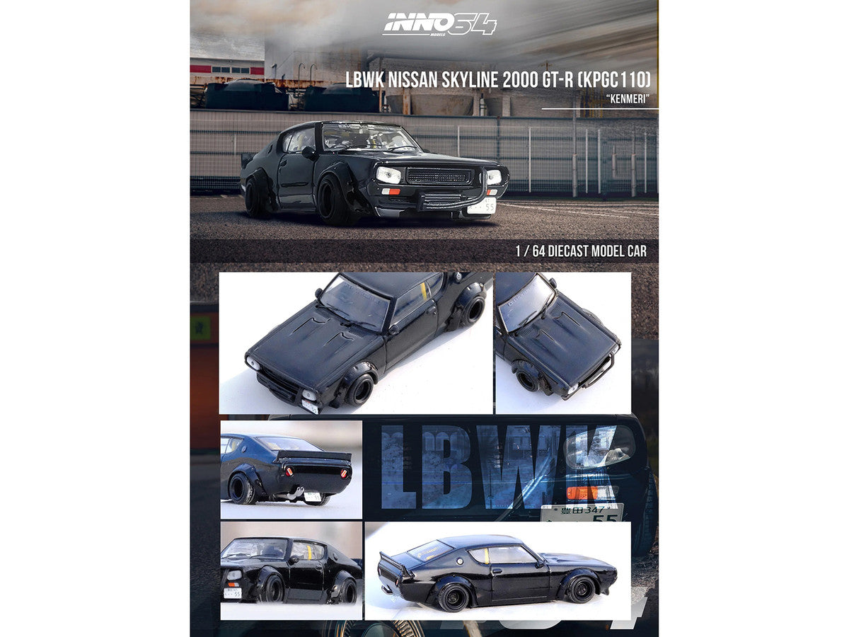 Nissan Skyline 2000 GT-R (KPGC110) RHD (Right Hand Drive) "LB-Works" Black 1/64 Diecast Model Car by Inno Models LuxuryLifeWay Online Store