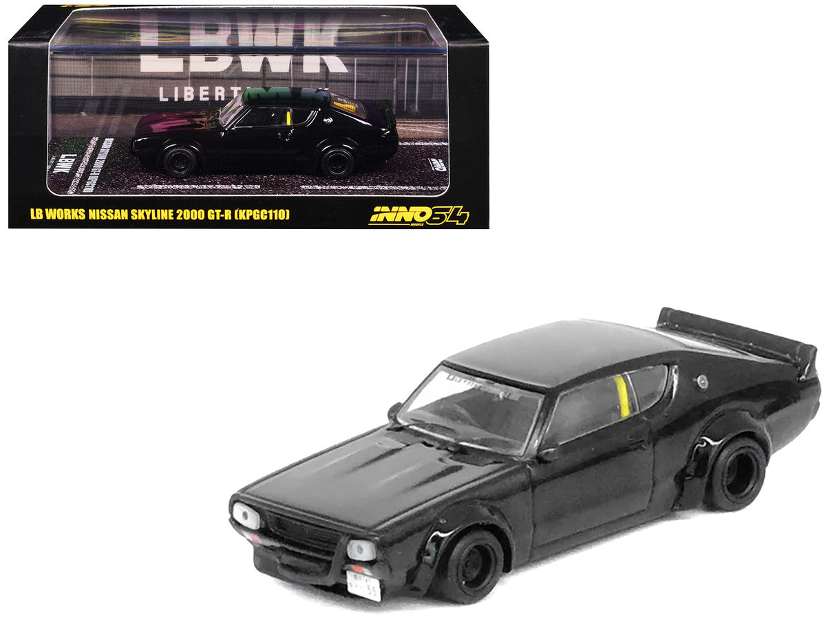 Nissan Skyline 2000 GT-R (KPGC110) RHD (Right Hand Drive) "LB-Works" Black 1/64 Diecast Model Car by Inno Models LuxuryLifeWay Online Store