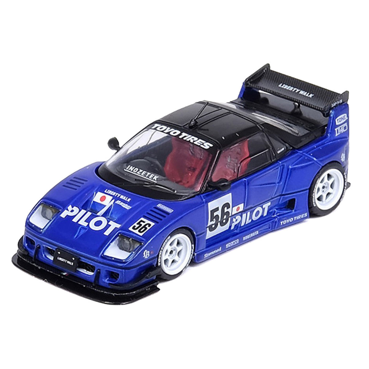 Mazda AZ-1 Liberty Walk LB40 RHD (Right Hand Drive) #56 "Pilot" Blue with Black Top 1/64 Diecast Model Car by Inno Models LuxuryLifeWay Online Store