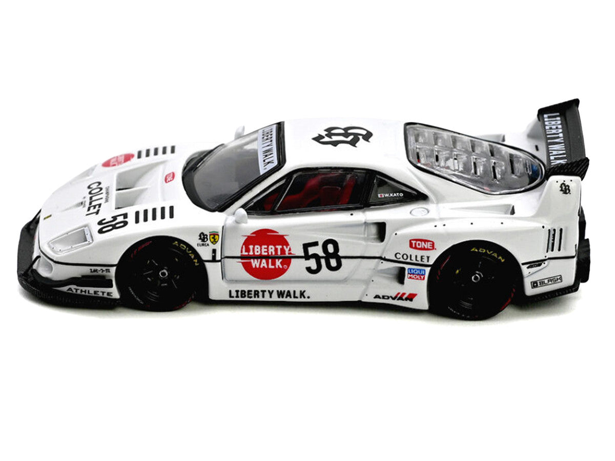 LBWK (Liberty Walk) F40 #58 White with Graphics "Collet" 1/64 Diecast Model Car by Inno Models LuxuryLifeWay Online Store