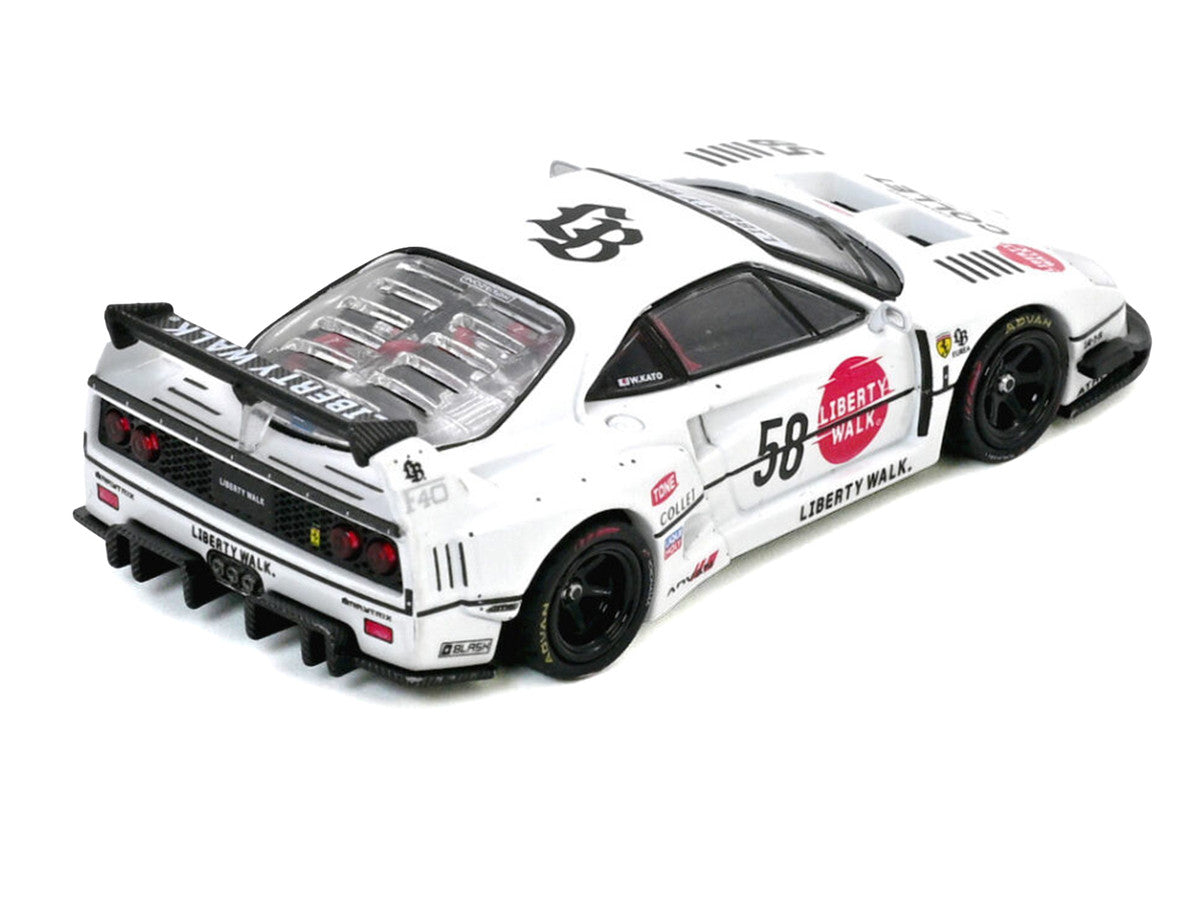 LBWK (Liberty Walk) F40 #58 White with Graphics "Collet" 1/64 Diecast Model Car by Inno Models LuxuryLifeWay Online Store