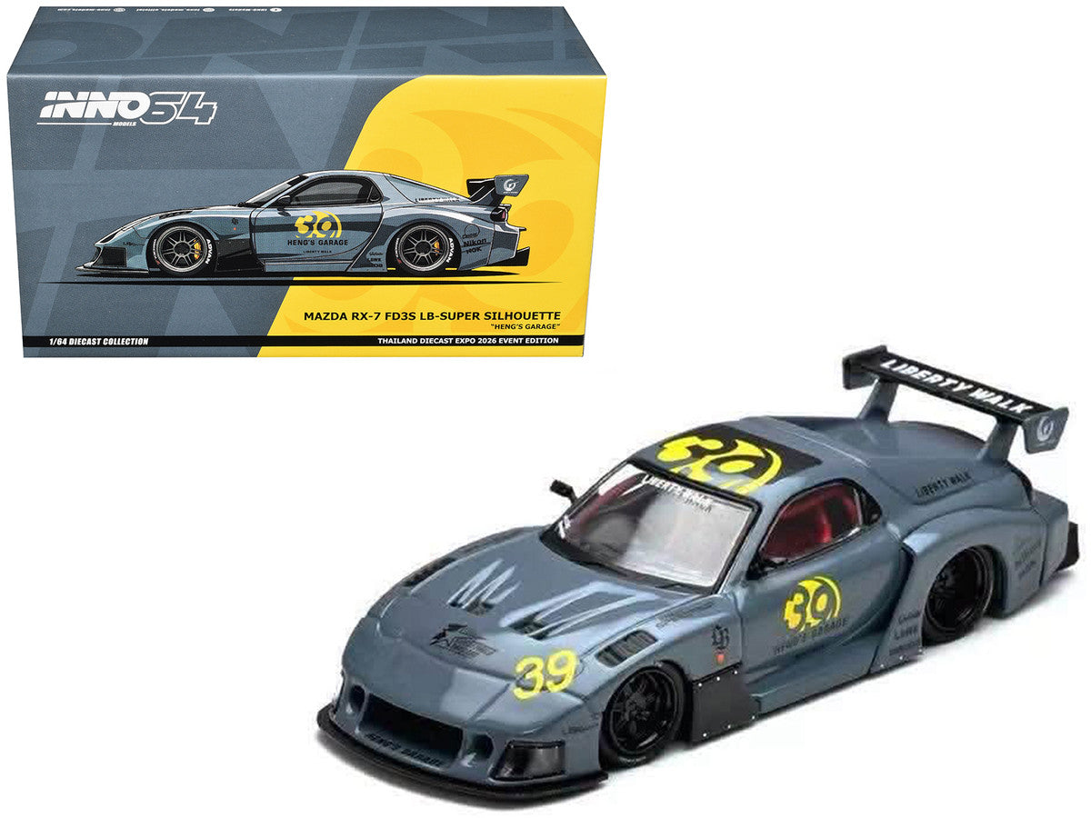 Mazda RX7 (FD3S) LB-Super Silhouette RHD (Right Hand Drive) #39 "Heng's Garage" Gray "Thailand Diecast Expo 2026 Event Edition" 1/64 Diecast Model Car by Inno Models LuxuryLifeWay Online Store