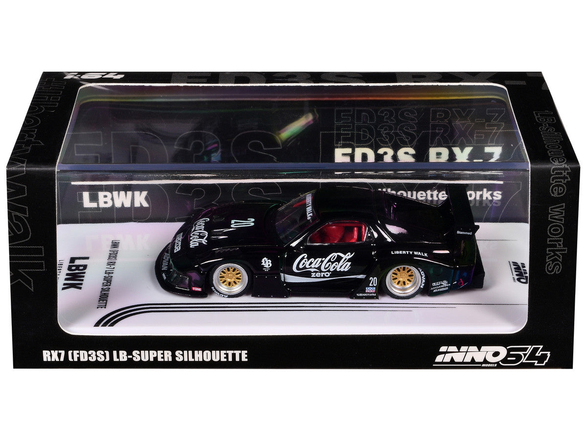 Mazda RX7 (FD3S) LB-Super-Silhouette RHD (Right Hand Drive) #20 "Coca-Cola Zero" Black 1/64 Diecast Model Car by Inno Models LuxuryLifeWay Online Store