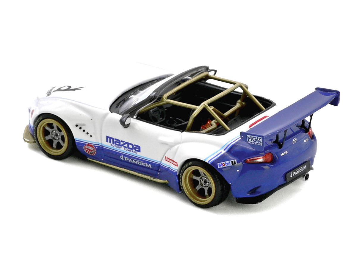 Mazda MX-5 ND Miata "Pandem Rocket Bunny" V1.0 White and Blue 1/64 Diecast Model Car by Inno Models LuxuryLifeWay Online Store