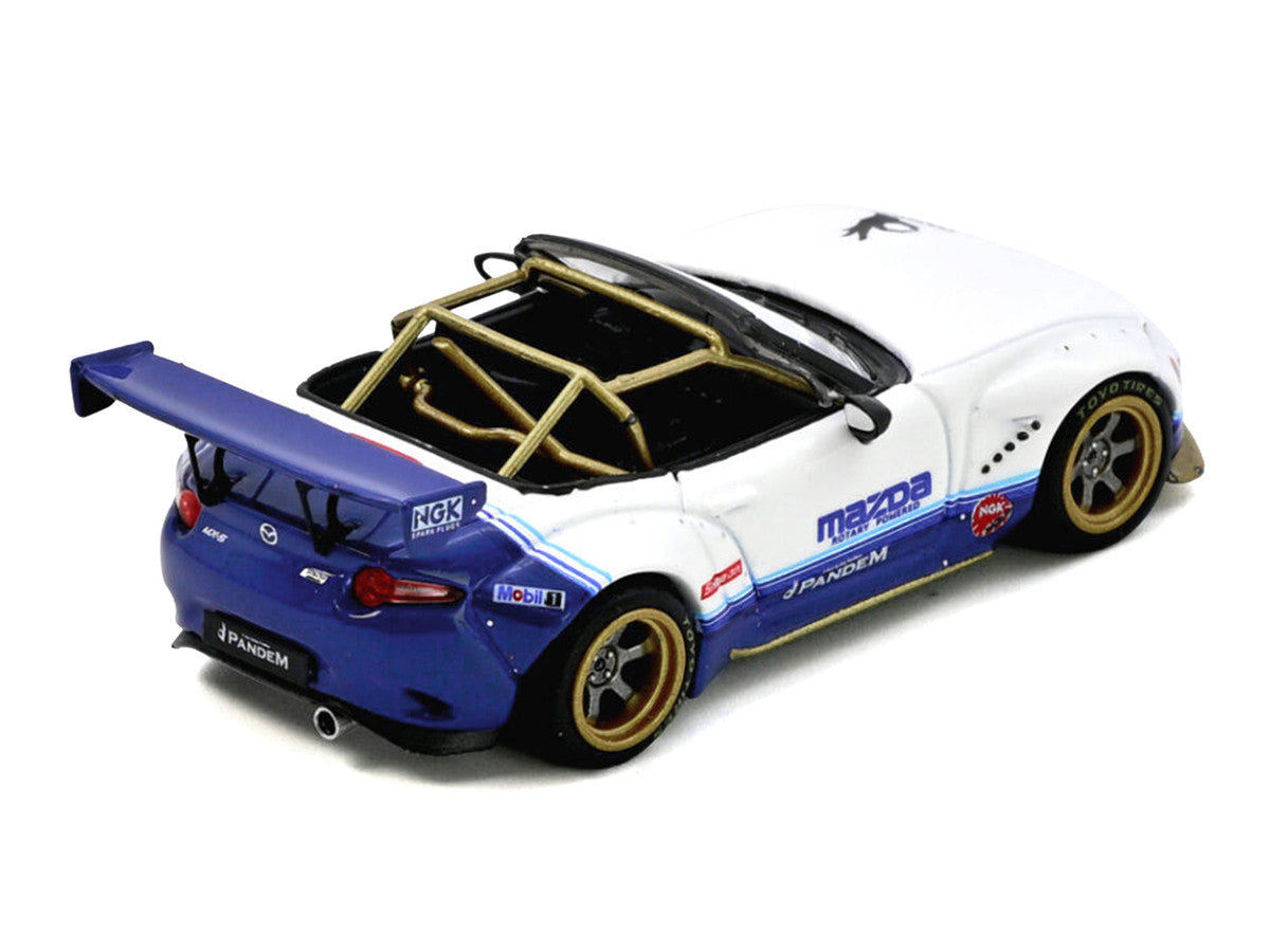 Mazda MX-5 ND Miata "Pandem Rocket Bunny" V1.0 White and Blue 1/64 Diecast Model Car by Inno Models LuxuryLifeWay Online Store