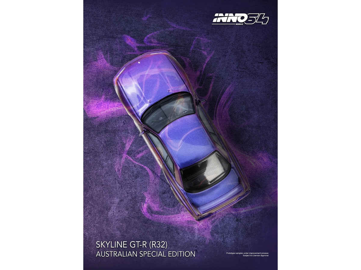 Nissan Skyline GT-R (R32) RHD (Right Hand Drive) Midnight Purple Metallic "Australian Special Edition" 1/64 Diecast Model Car by Inno Models LuxuryLifeWay Online Store