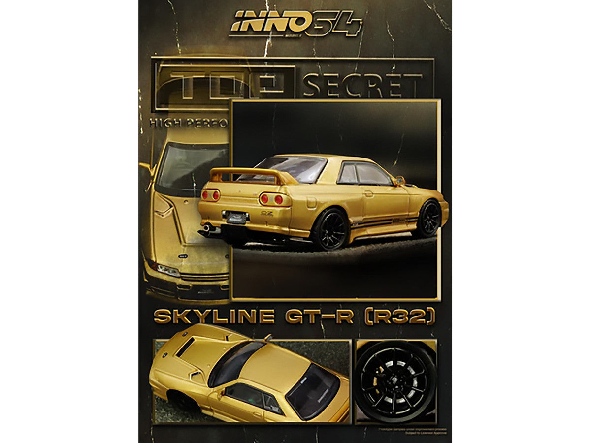 Nissan Skyline "Top Secret" BNR32 GT-R (650R) RHD (Right Hand Drive) Gold Metallic 1/64 Diecast Model Car by Inno Models LuxuryLifeWay Online Store