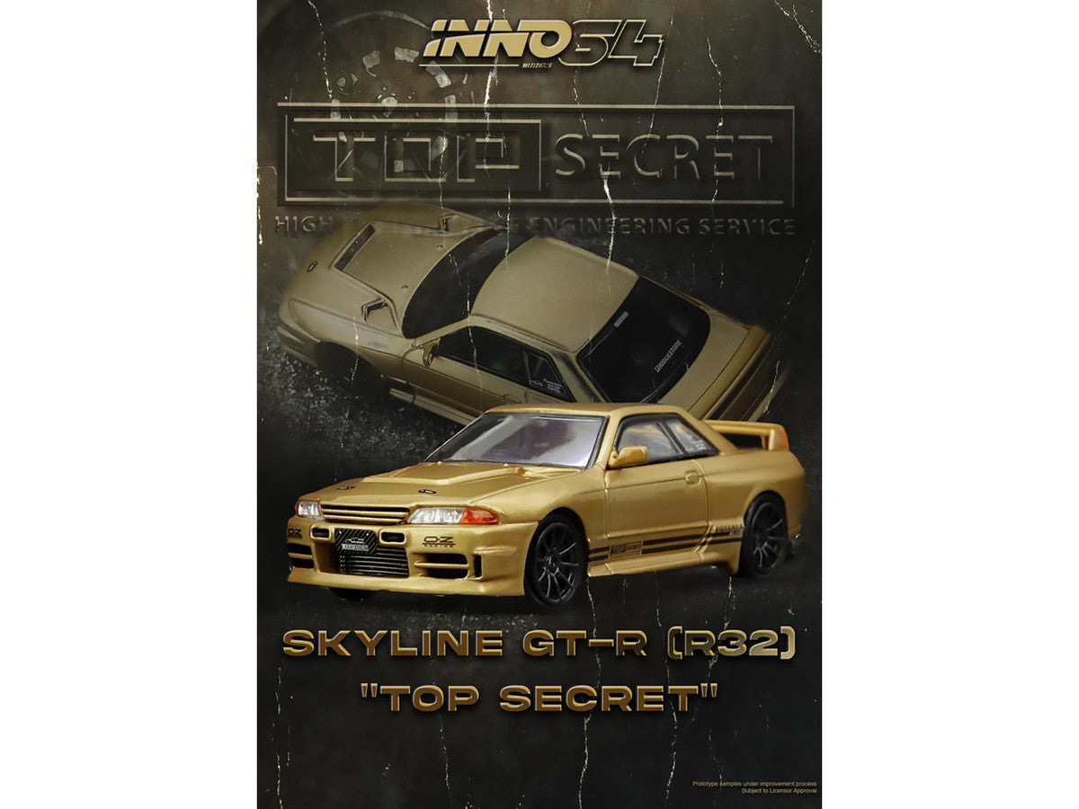 Nissan Skyline "Top Secret" BNR32 GT-R (650R) RHD (Right Hand Drive) Gold Metallic 1/64 Diecast Model Car by Inno Models LuxuryLifeWay Online Store