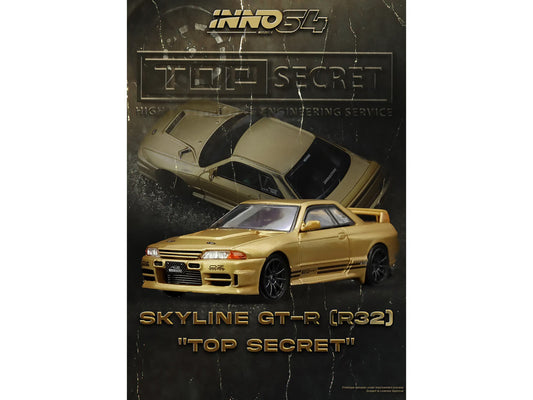 Nissan Skyline "Top Secret" BNR32 GT-R (650R) RHD (Right Hand Drive) Gold Metallic 1/64 Diecast Model Car by Inno Models LuxuryLifeWay Online Store