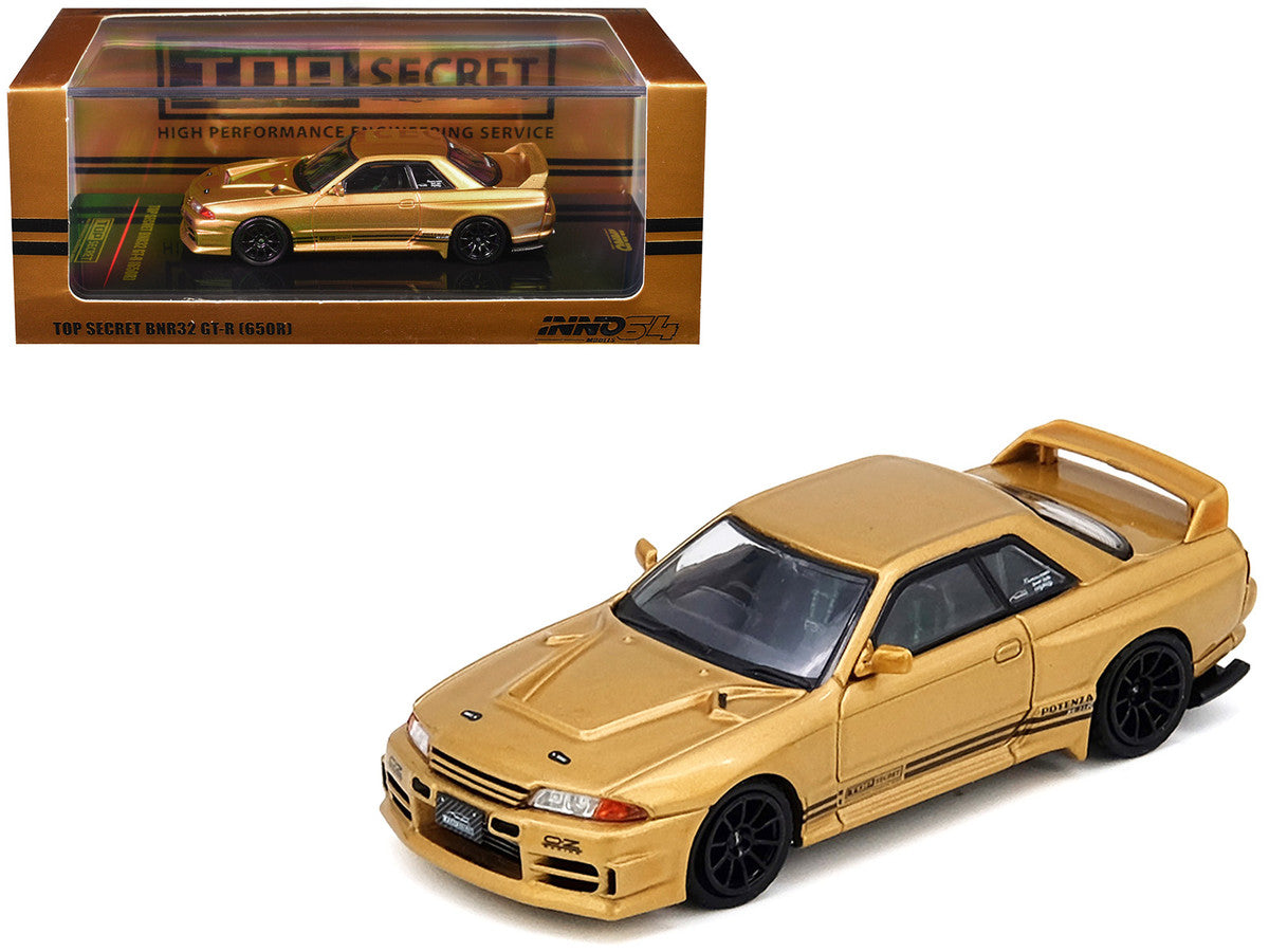 Nissan Skyline "Top Secret" BNR32 GT-R (650R) RHD (Right Hand Drive) Gold Metallic 1/64 Diecast Model Car by Inno Models LuxuryLifeWay Online Store